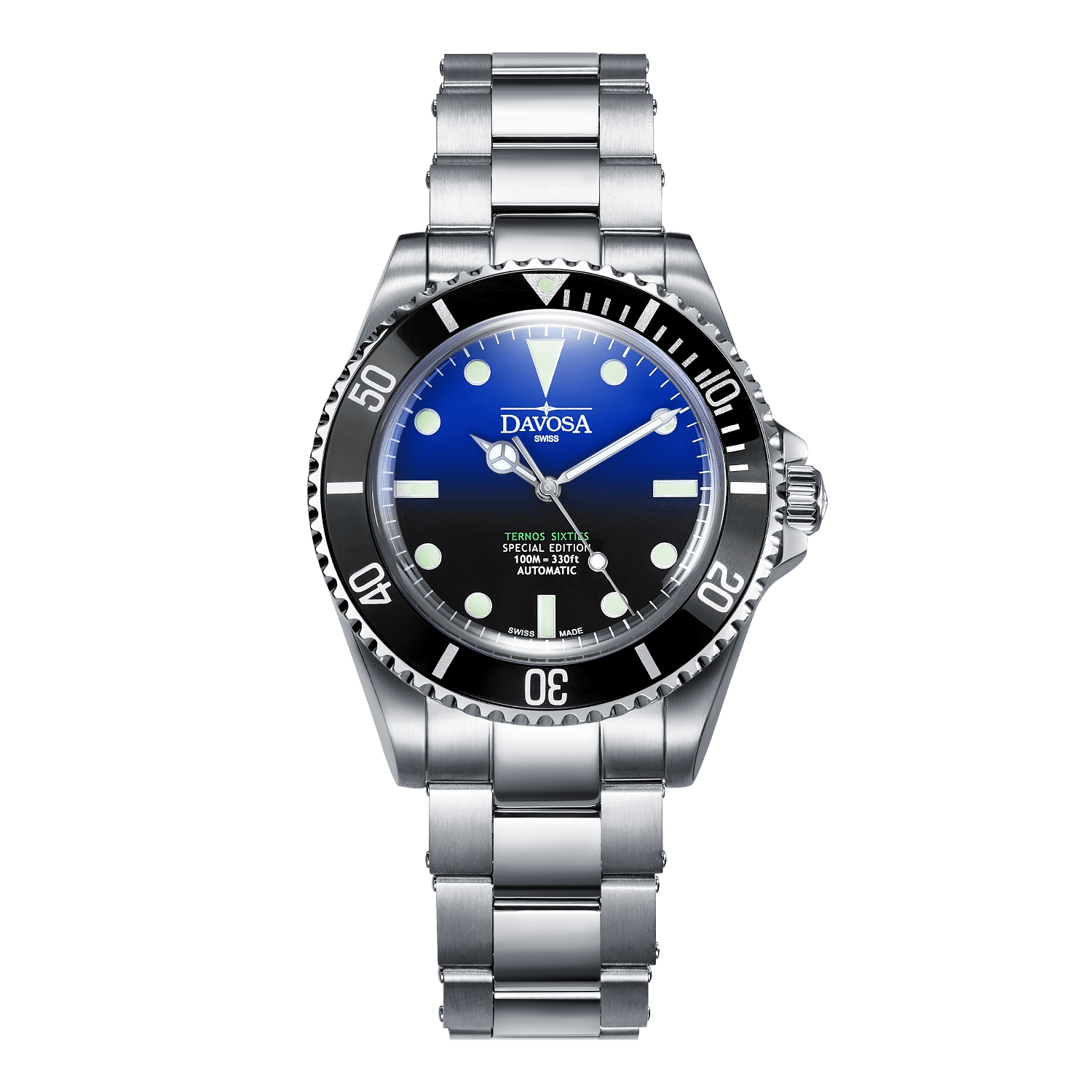 Ternos Sixties Seahorse Swiss-Made 40mm Faded Blue Sapphire Crystal Unisex Wristwatch 16152590 Special US Edition 100 units only Diver Davosa USA Official Distributor. Prices are Final. Tax & duties included.