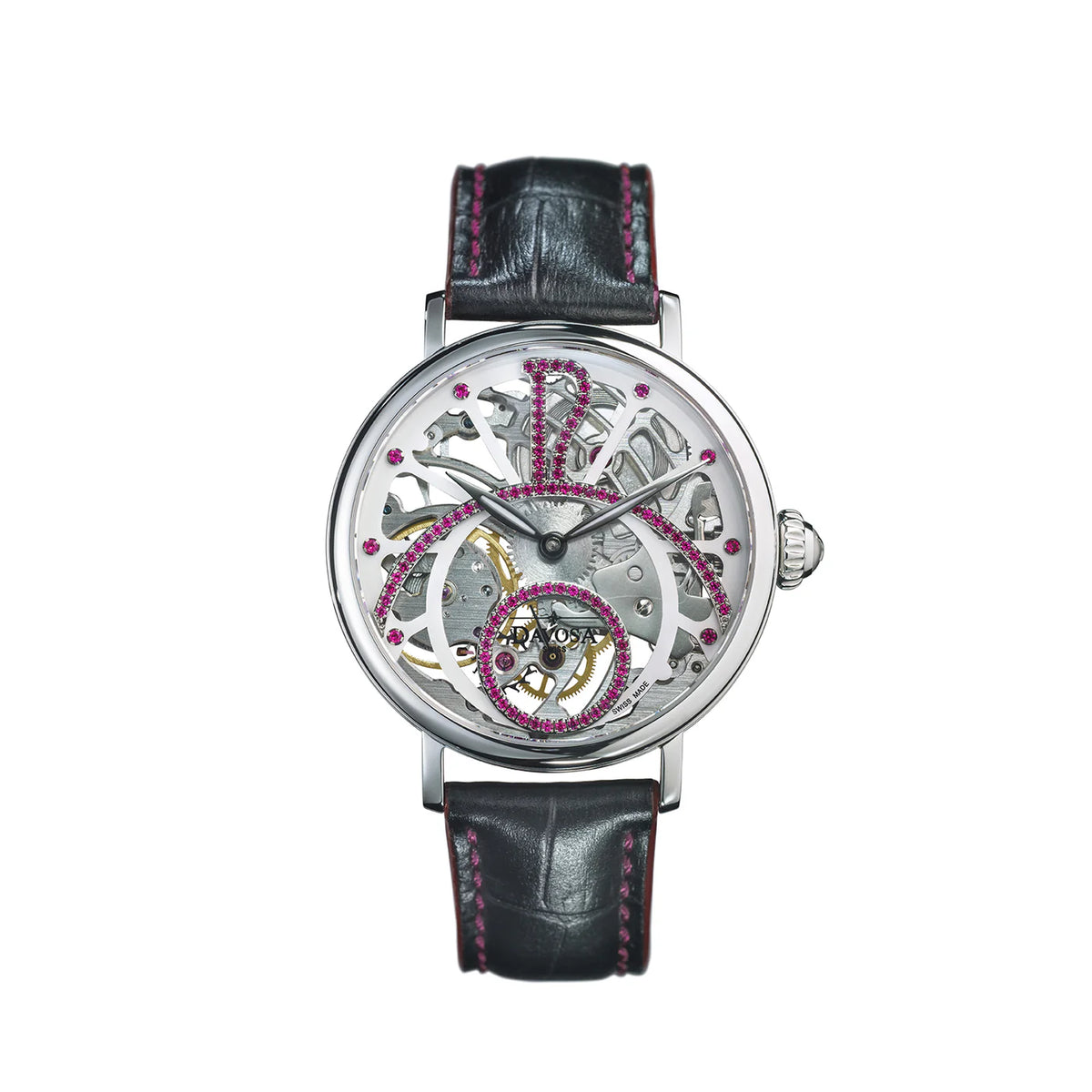 Grande Diva Mechanical Swiss-Made Skeleton Black Ladies Watch