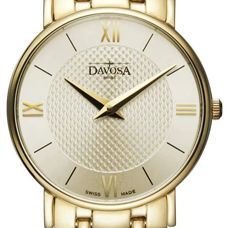Pianos II Quartz PVD Swiss-Made Guilloche Silver Gold Ladies Watch 16858235 Ladies Davosa USA Official Distributor. Prices are Final. Tax & duties included. 29mm Gold PentaLink