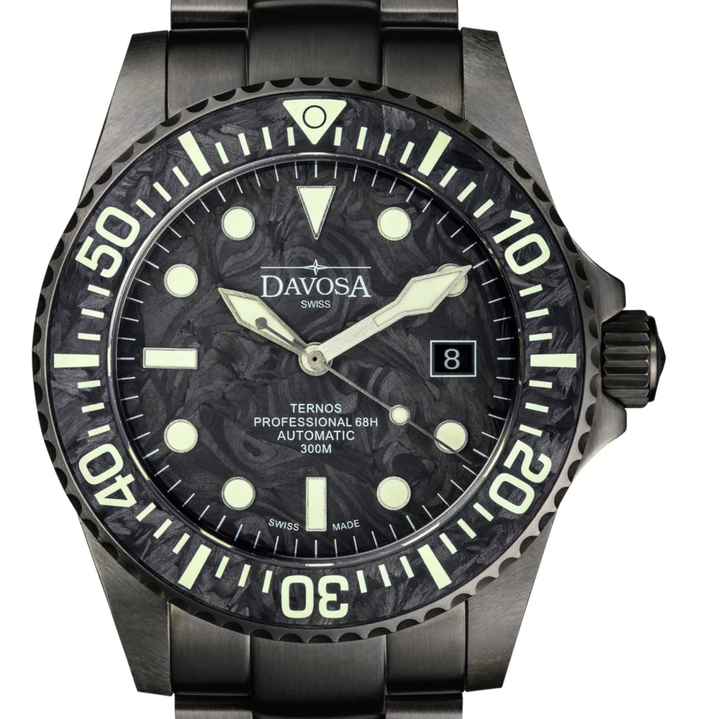 Ternos Professional 68h Carbon 300m Diving Watch 16153950 Limited Edition Diver Davosa USA Official Distributor. Prices are Final. Tax & duties included. 42mm Black TriaLink