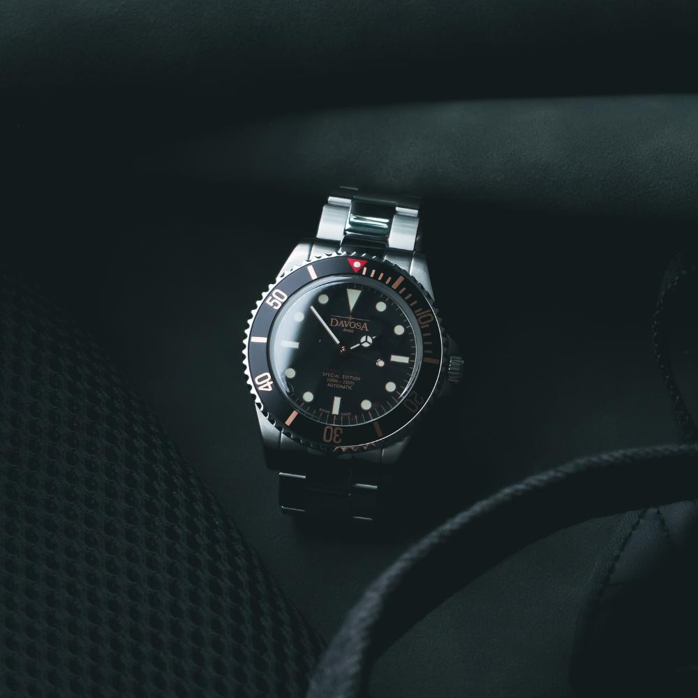 Ternos Sixties Seahorse Swiss-Made 40mm Golden touch Sapphire Crystal Unisex Wristwatch 16152591 Special US Edition 100 units only Diver Davosa USA Official Distributor. Prices are Final. Tax & duties included.