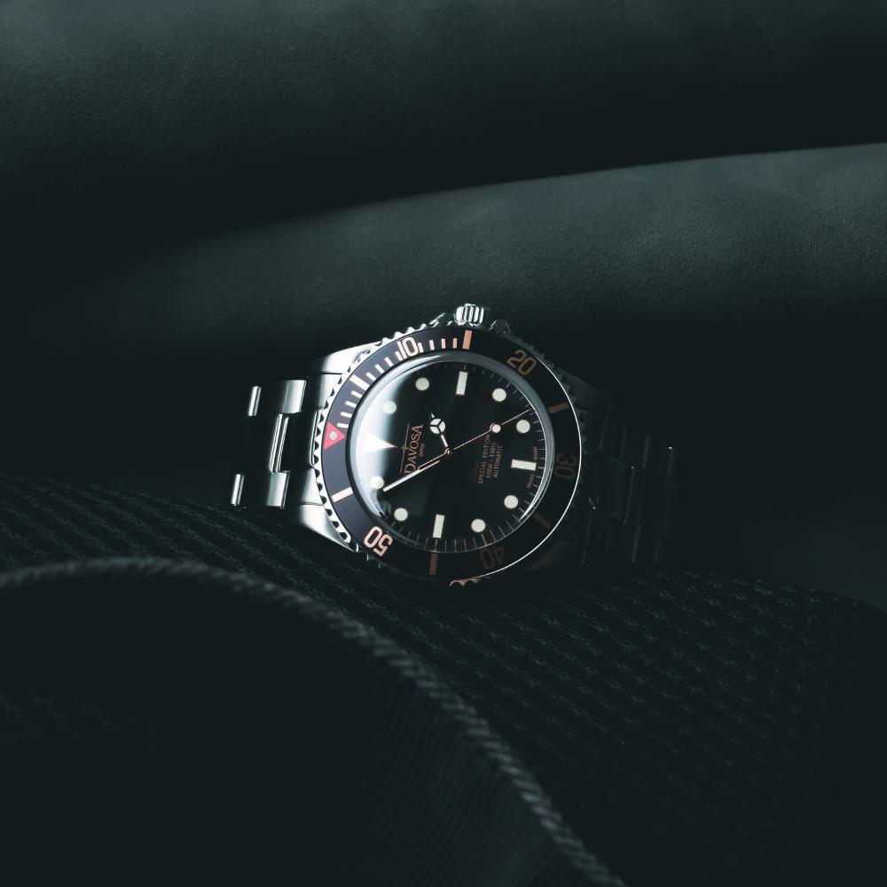 Ternos Sixties Seahorse Swiss-Made 40mm Golden touch Sapphire Crystal Unisex Wristwatch 16152591 Special US Edition 100 units only Diver Davosa USA Official Distributor. Prices are Final. Tax & duties included.