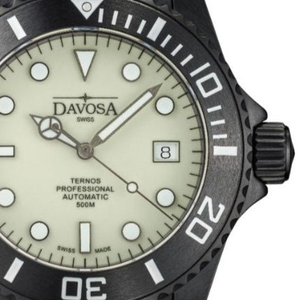 Ternos Professional Auto Megalume Black DLC Diving Watch 16158310 Limited Edition Diver Davosa USA Official Distributor. Prices are Final. Tax & duties included.