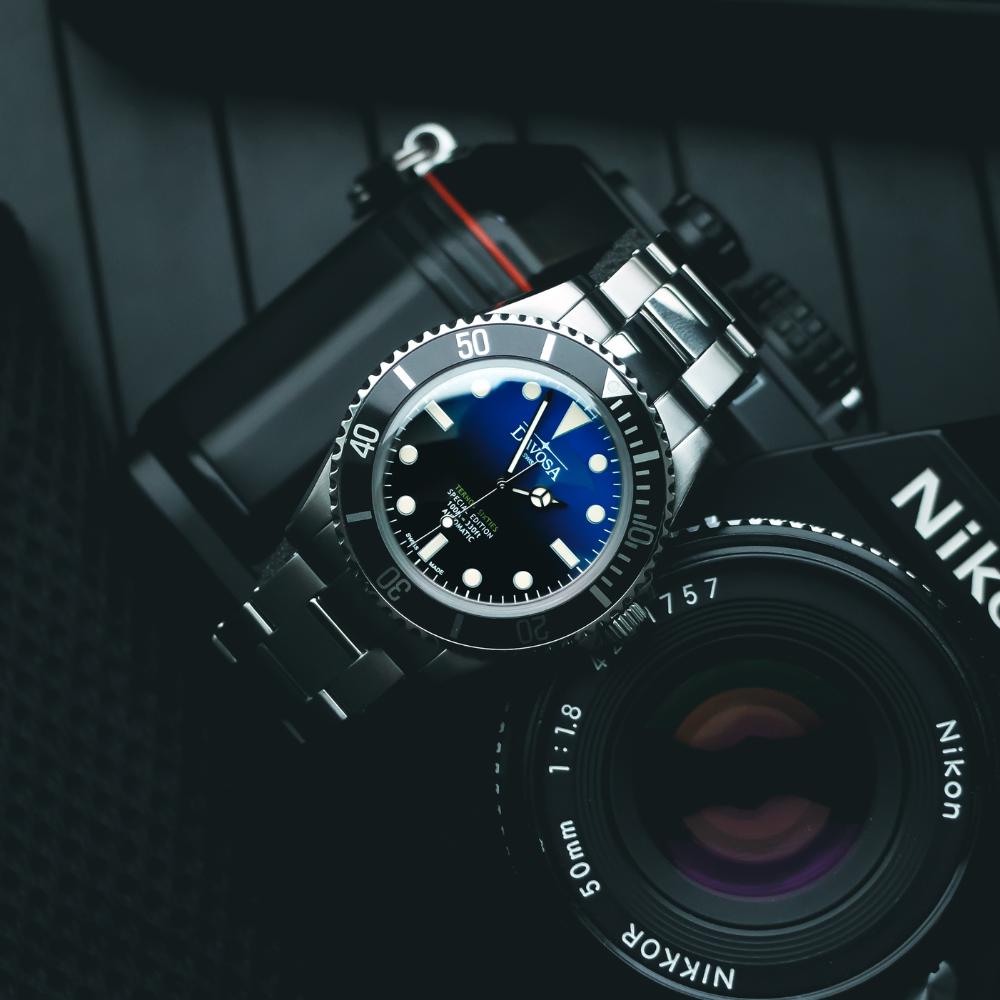 Ternos Sixties Seahorse Swiss-Made 40mm Faded Blue Sapphire Crystal Unisex Wristwatch 16152590 Special US Edition 100 units only Diver Davosa USA Official Distributor. Prices are Final. Tax & duties included.