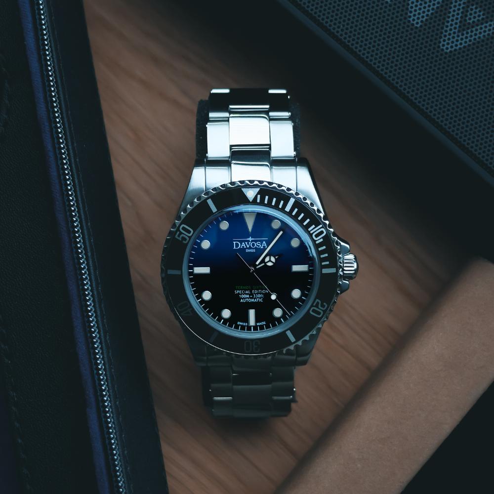 Ternos Sixties Seahorse Swiss-Made 40mm Faded Blue Sapphire Crystal Unisex Wristwatch 16152590 Special US Edition 100 units only Diver Davosa USA Official Distributor. Prices are Final. Tax & duties included.