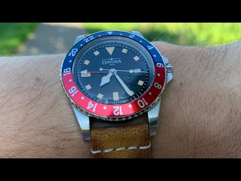 Vintage Quartz 100m Red Blue Unisex Diver Watch 16350090 GMT Davosa USA Official Distributor. Prices are Final. Tax & duties included.