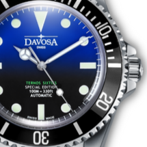 Ternos Sixties Seahorse Swiss-Made 40mm Faded Blue Sapphire Crystal Unisex Wristwatch 16152590 Special US Edition 100 units only Diver Davosa USA Official Distributor. Prices are Final. Tax & duties included.