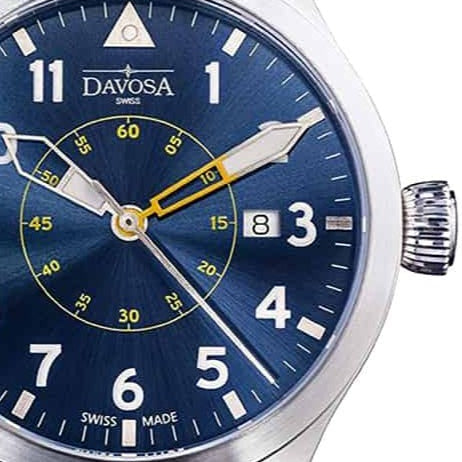 Neoteric Automatic Swiss-Made Blue Yellow Pilot Watch 16156546 Pilot Davosa USA Official Distributor. Prices are Final. Tax & duties included.