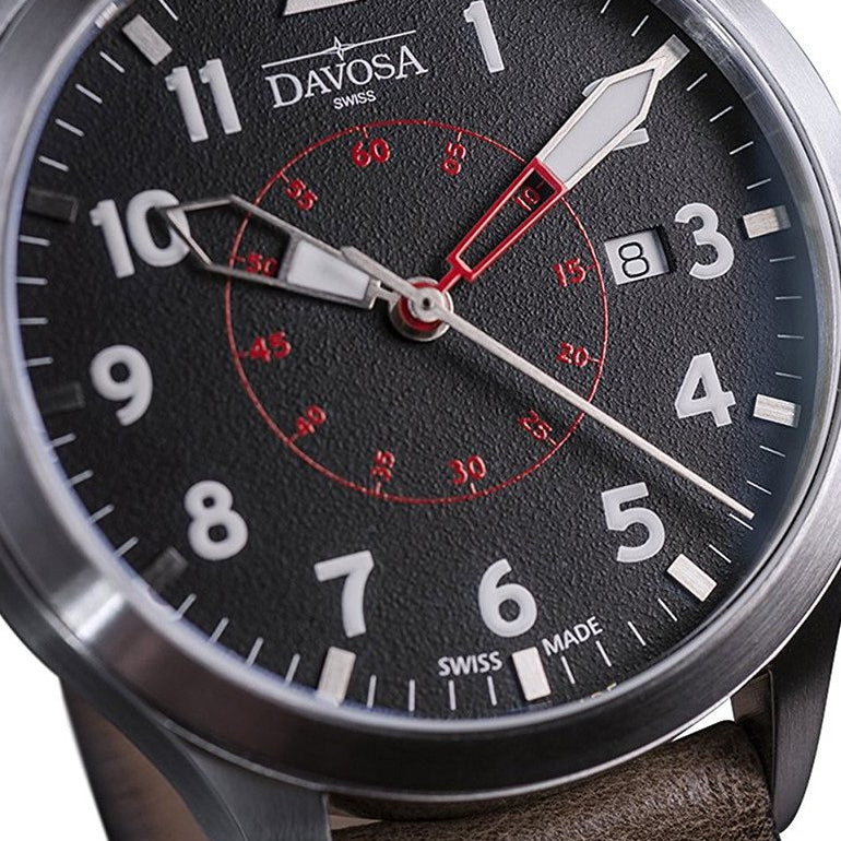 Neoteric Automatic Swiss-Made Black Red Pilot Watch 16156556 Pilot Davosa USA Official Distributor. Prices are Final. Tax & duties included.