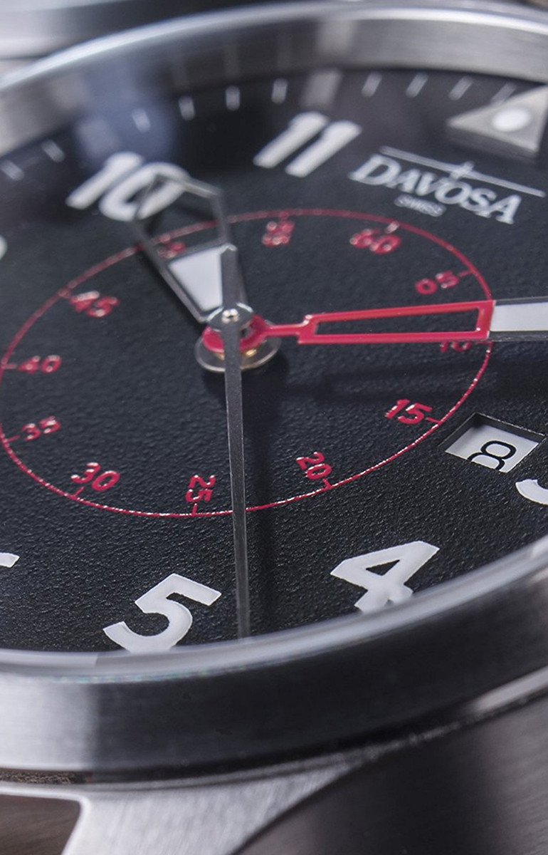 Neoteric Automatic Swiss-Made Black Red Pilot Watch 16156556 Pilot Davosa USA Official Distributor. Prices are Final. Tax & duties included.