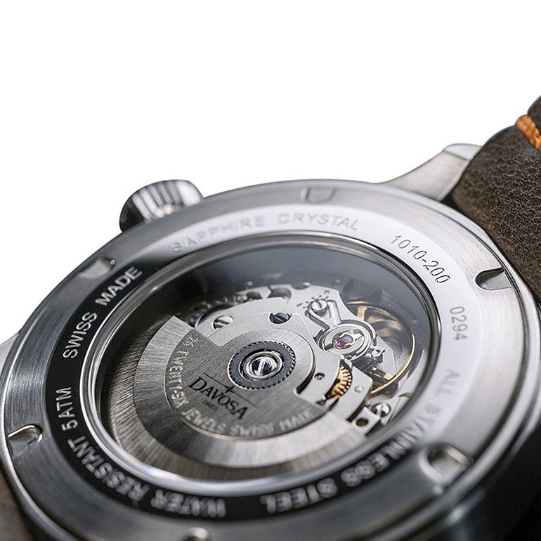 Neoteric Automatic Swiss-Made Brown Gray Pilot Watch 16156596 Pilot Davosa USA Official Distributor. Prices are Final. Tax & duties included.