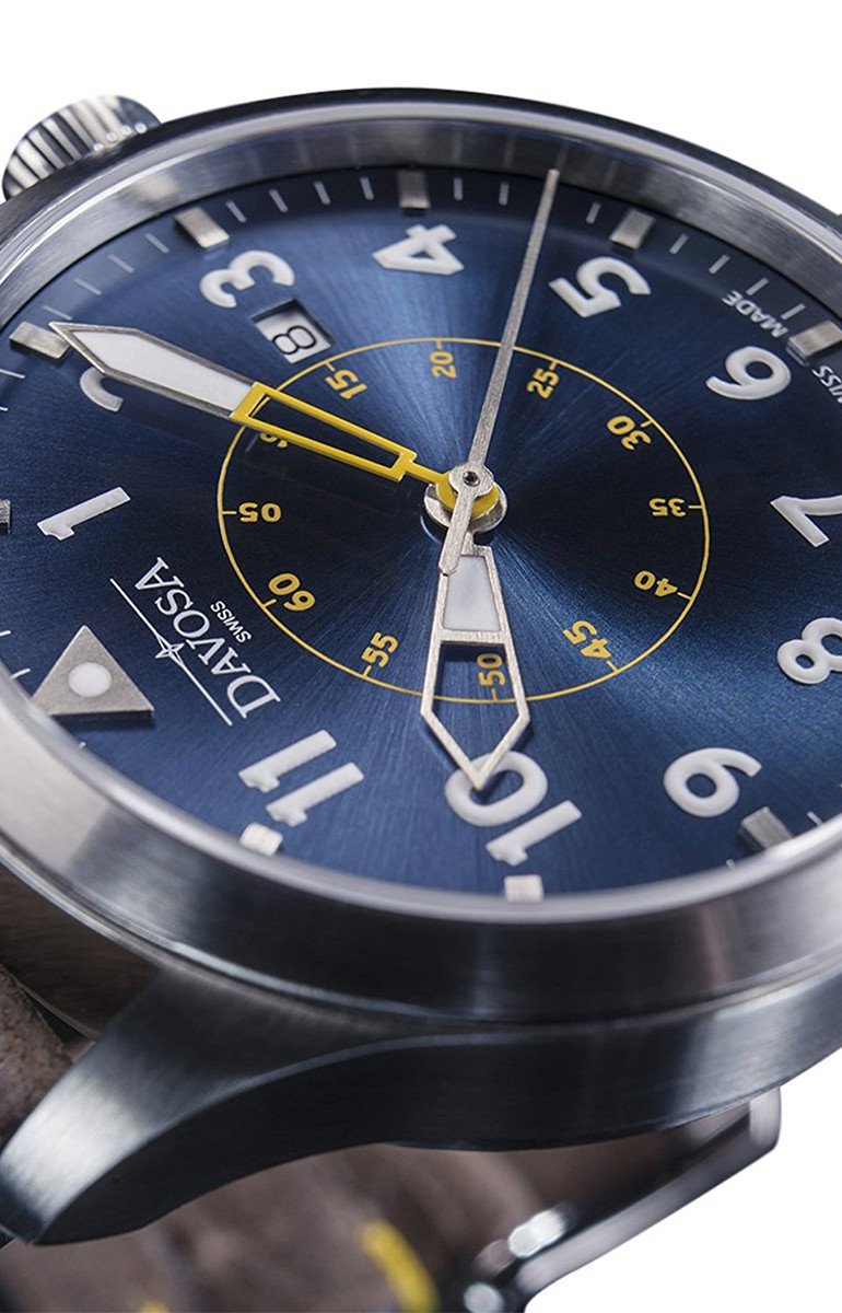 Neoteric Automatic Swiss-Made Blue Yellow Pilot Watch 16156546 Pilot Davosa USA Official Distributor. Prices are Final. Tax & duties included.