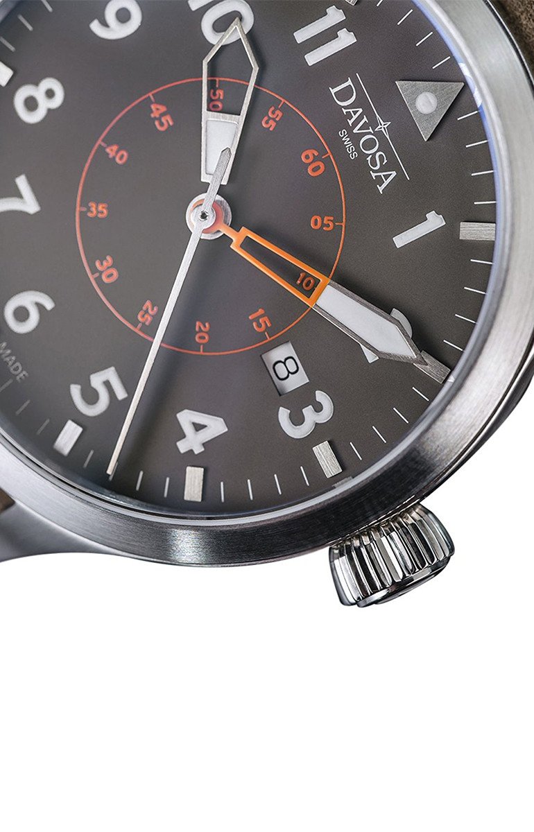 Neoteric Automatic Swiss-Made Brown Gray Pilot Watch 16156596 Pilot Davosa USA Official Distributor. Prices are Final. Tax & duties included.