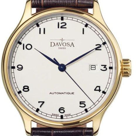 Classic Vegan Automatic Swiss-Made White Gold Executive Dress Watch 16146415V Classic Davosa USA Official Distributor. Prices are Final. Tax & duties included. 40mm White Leather
