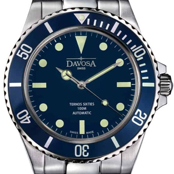 Ternos Sixties Automatic 100m Blue Diving Watch 16152540 Diver Davosa USA Official Distributor. Prices are Final. Tax & duties included.