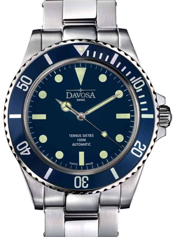 Ternos Sixties Automatic 100m Blue Diving Watch 16152540 Diver Davosa USA Official Distributor. Prices are Final. Tax & duties included.