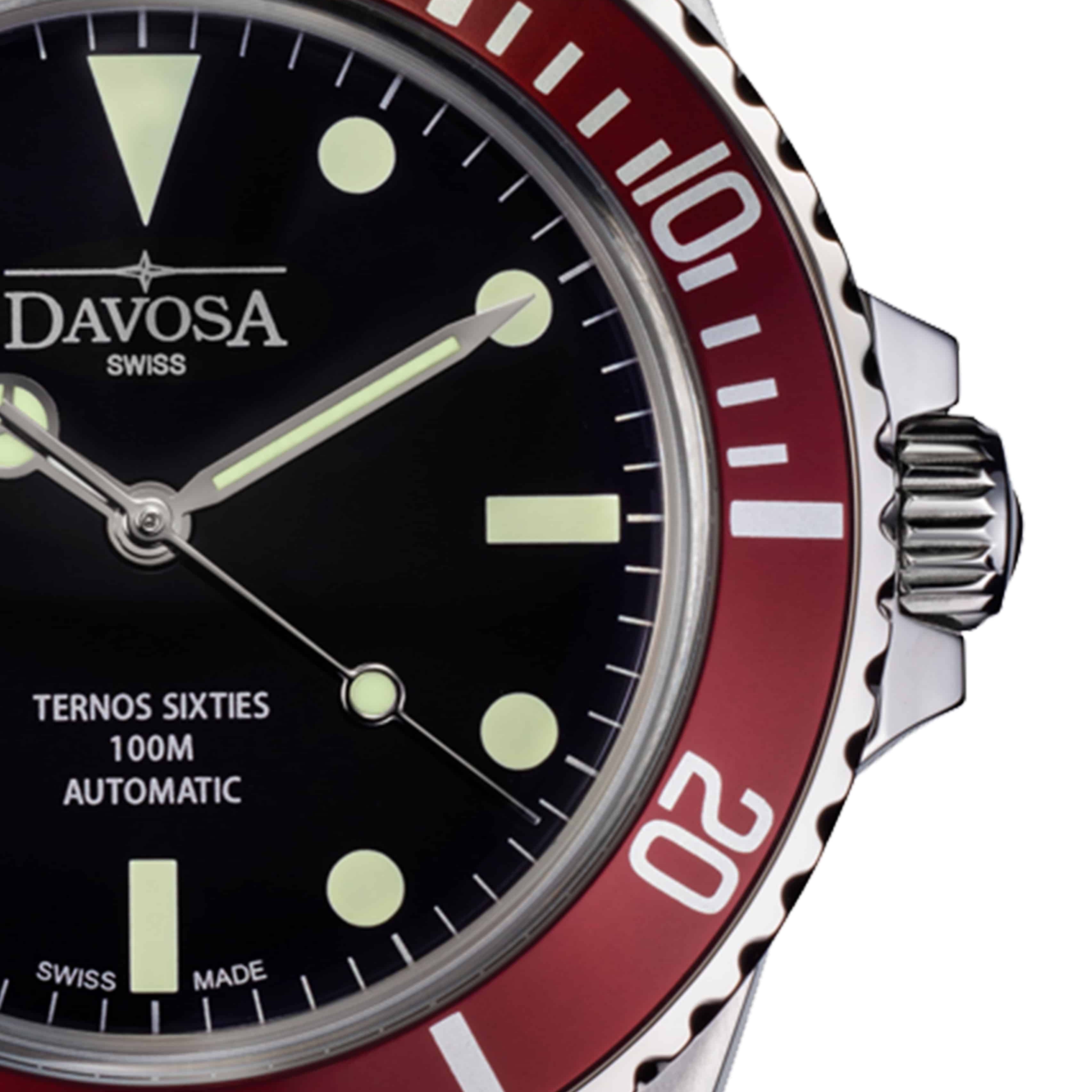 Ternos Sixties Automatic 100m Black Burgundy Diving Watch 16152560 Diver Davosa USA Official Distributor. Prices are Final. Tax & duties included.