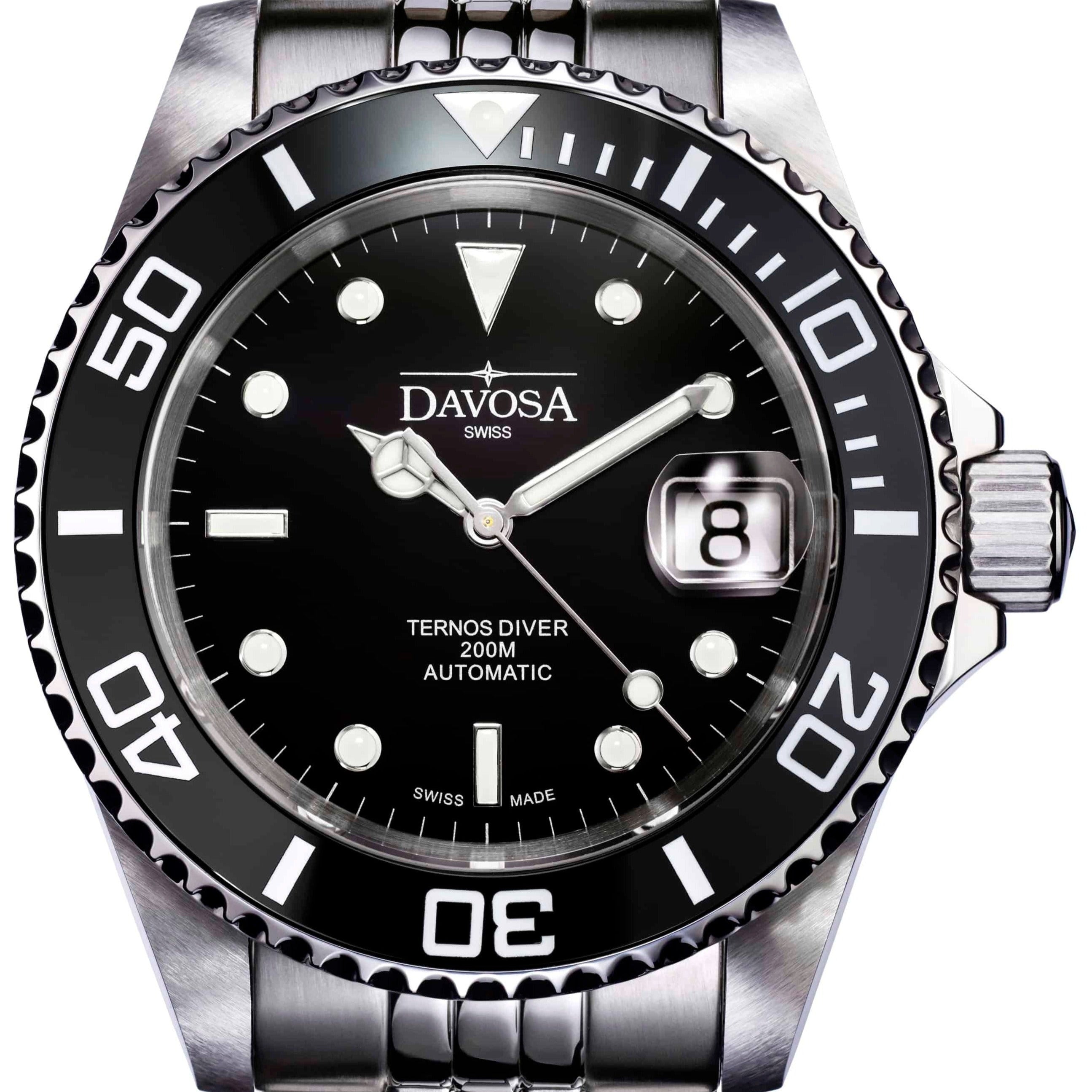 Ternos Ceramic Automatic Swiss-Made Black Diving Watch 16155505 Diver Davosa USA Official Distributor. Prices are Final. Tax & duties included. 40mm Black PentaLink