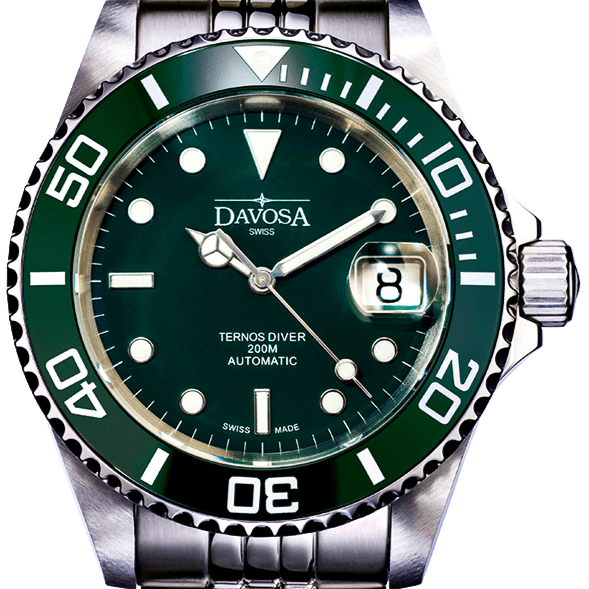 Ternos Ceramic Automatic 200m Green Diving Watch 16155507 Diver Davosa USA Official Distributor. Prices are Final. Tax & duties included. 40mm Green PentaLink
