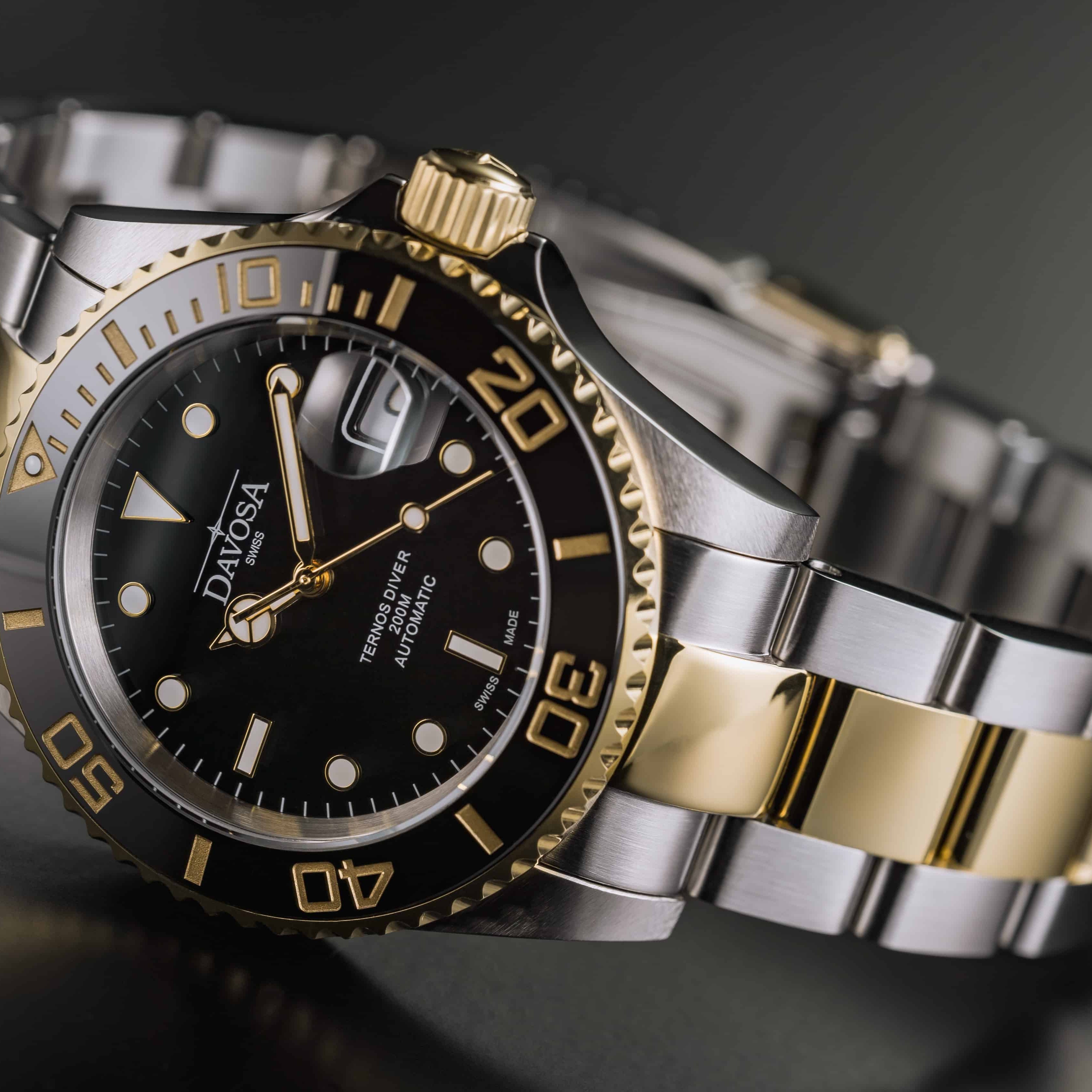 Ternos Ceramic Automatic Swiss-Made Black Gold Diving Watch 16155530 Diver Davosa USA Official Distributor. Prices are Final. Tax & duties included.