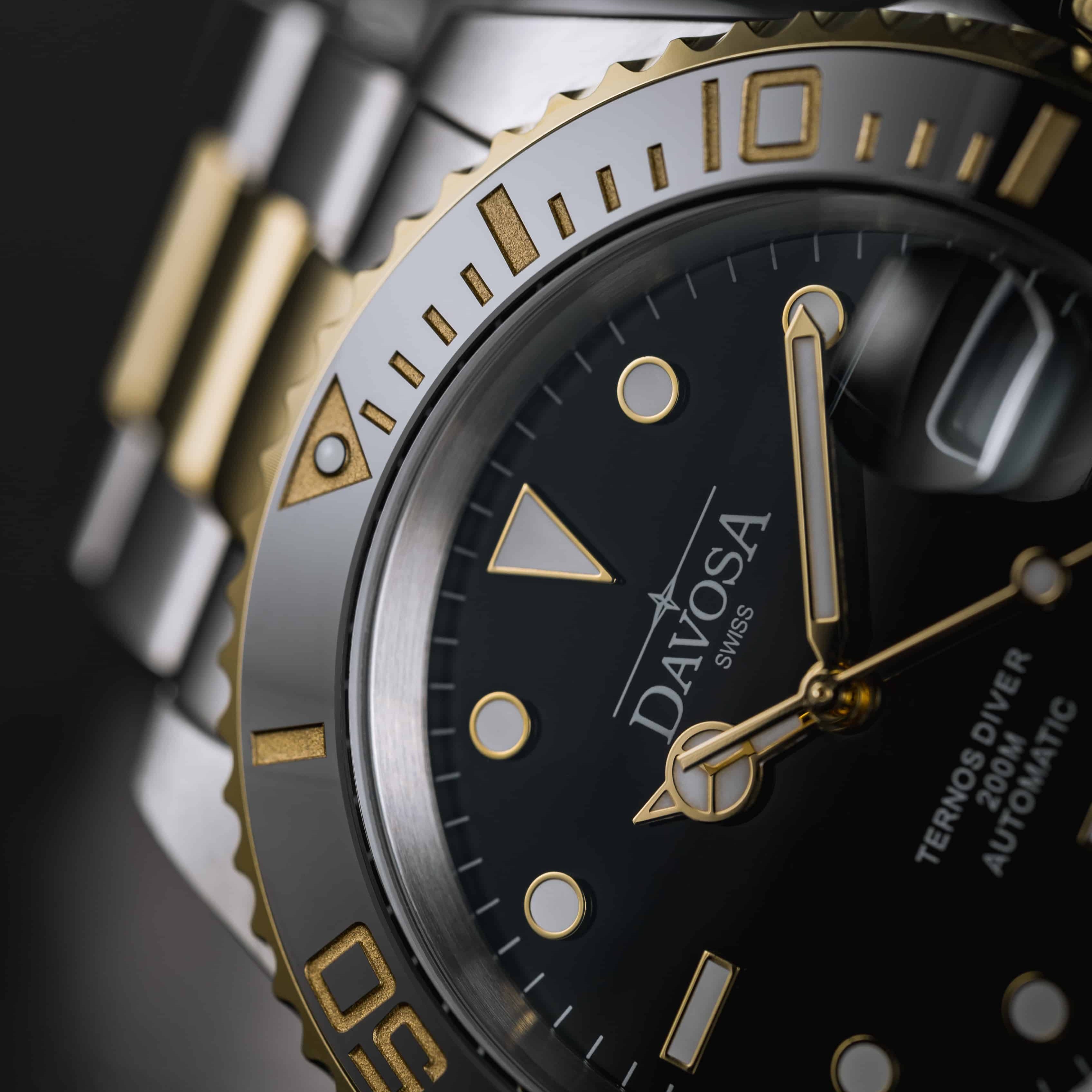 Ternos Ceramic Automatic Swiss-Made Black Gold Diving Watch 16155530 Diver Davosa USA Official Distributor. Prices are Final. Tax & duties included.