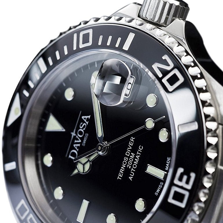Ternos Ceramic Automatic Swiss-Made Black Diving Watch 16155505 Diver Davosa USA Official Distributor. Prices are Final. Tax & duties included.