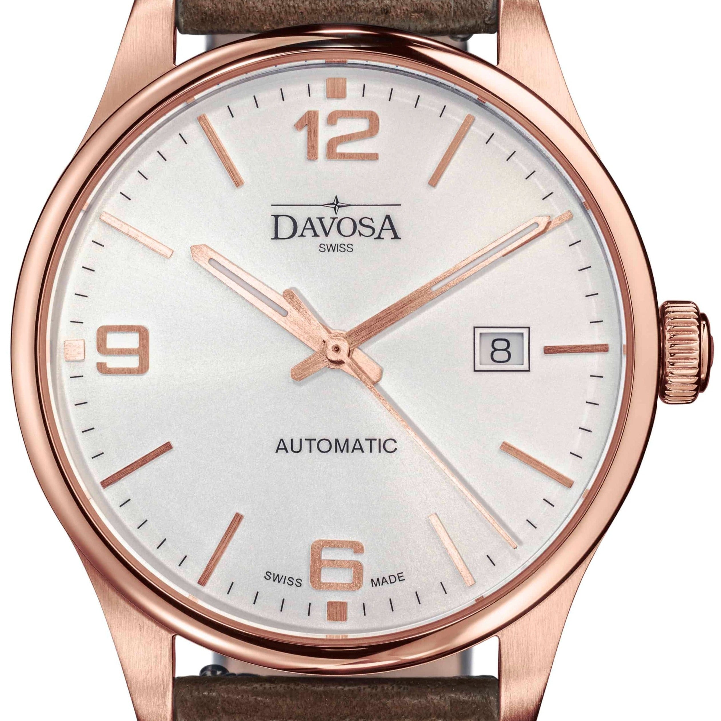 Gentleman Automatic 40mm PVD Rose Gold Executive Watch 16156664 Executive Davosa USA Official Distributor. Prices are Final. Tax & duties included. 40mm White-Rose Gold Leather