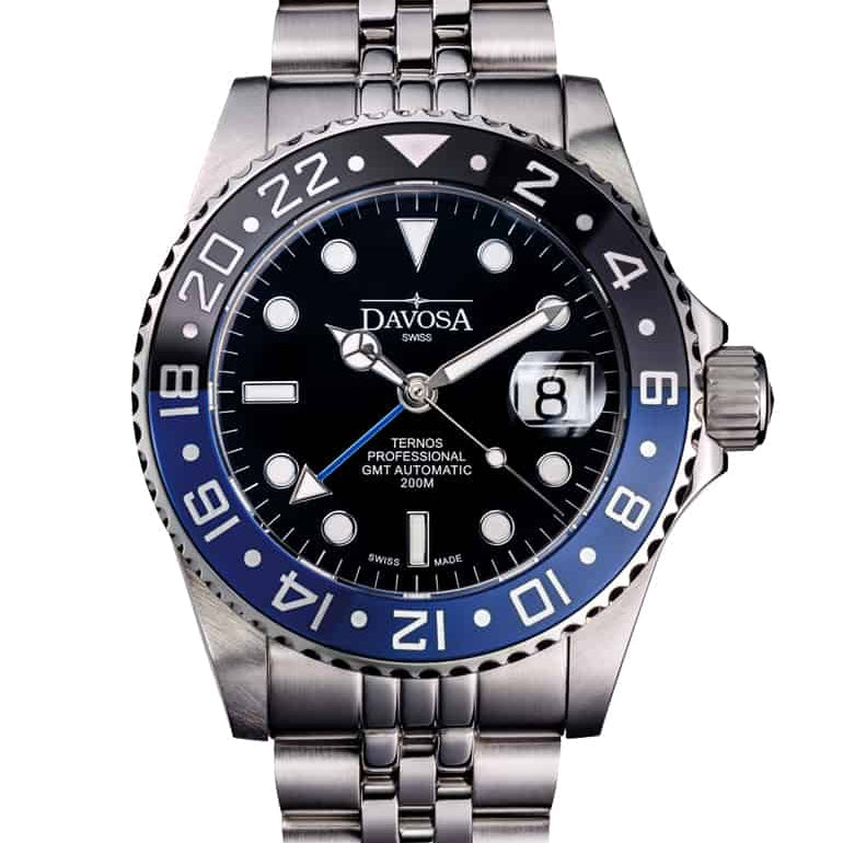 Ternos Professional Automatic 200m GMT Black Blue Diving Watch 16157104 GMT Davosa USA Official Distributor. Prices are Final. Tax & duties included.