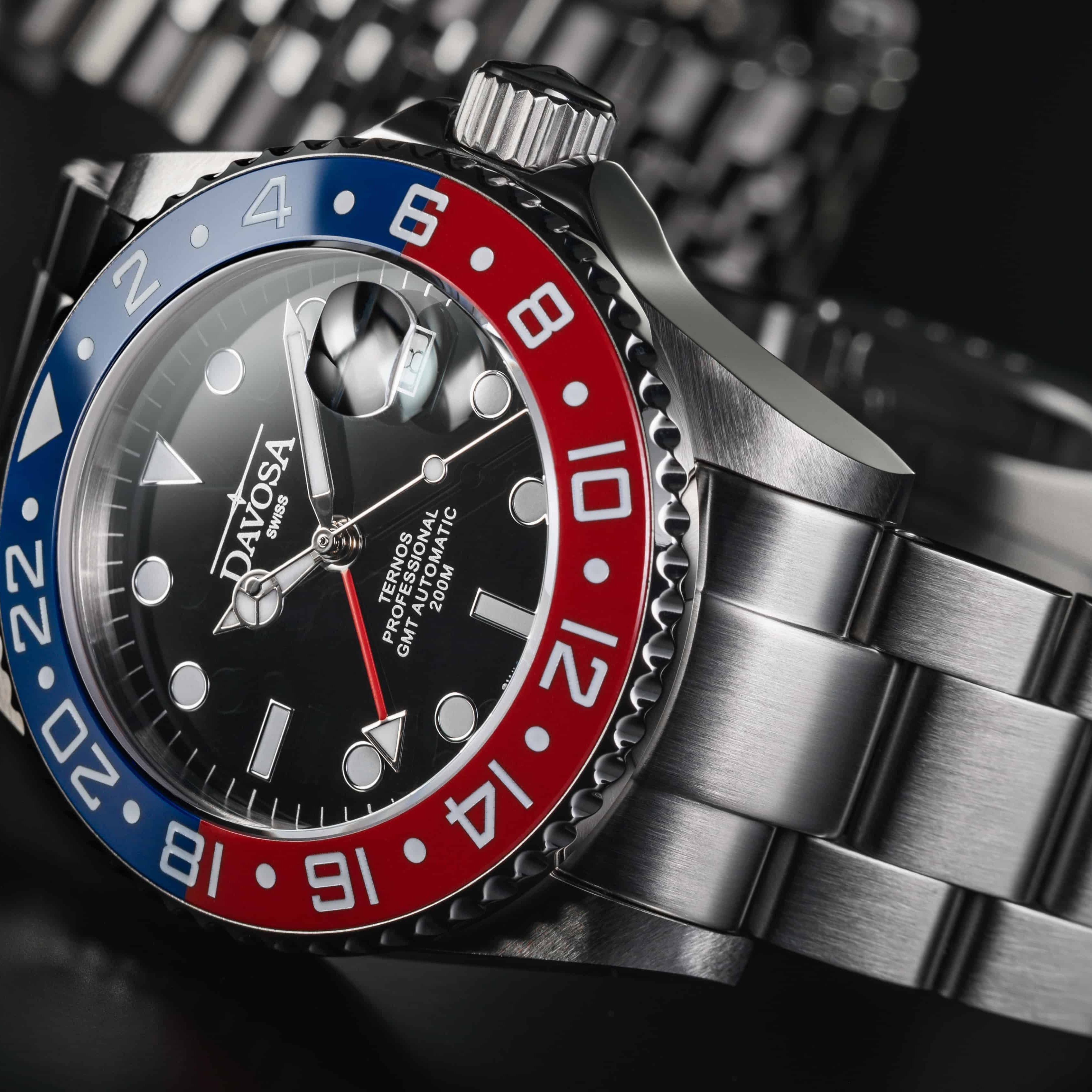 Ternos Professional Automatic 200m GMT Red Blue Diving Watch 16157160 GMT Davosa USA Official Distributor. Prices are Final. Tax & duties included.