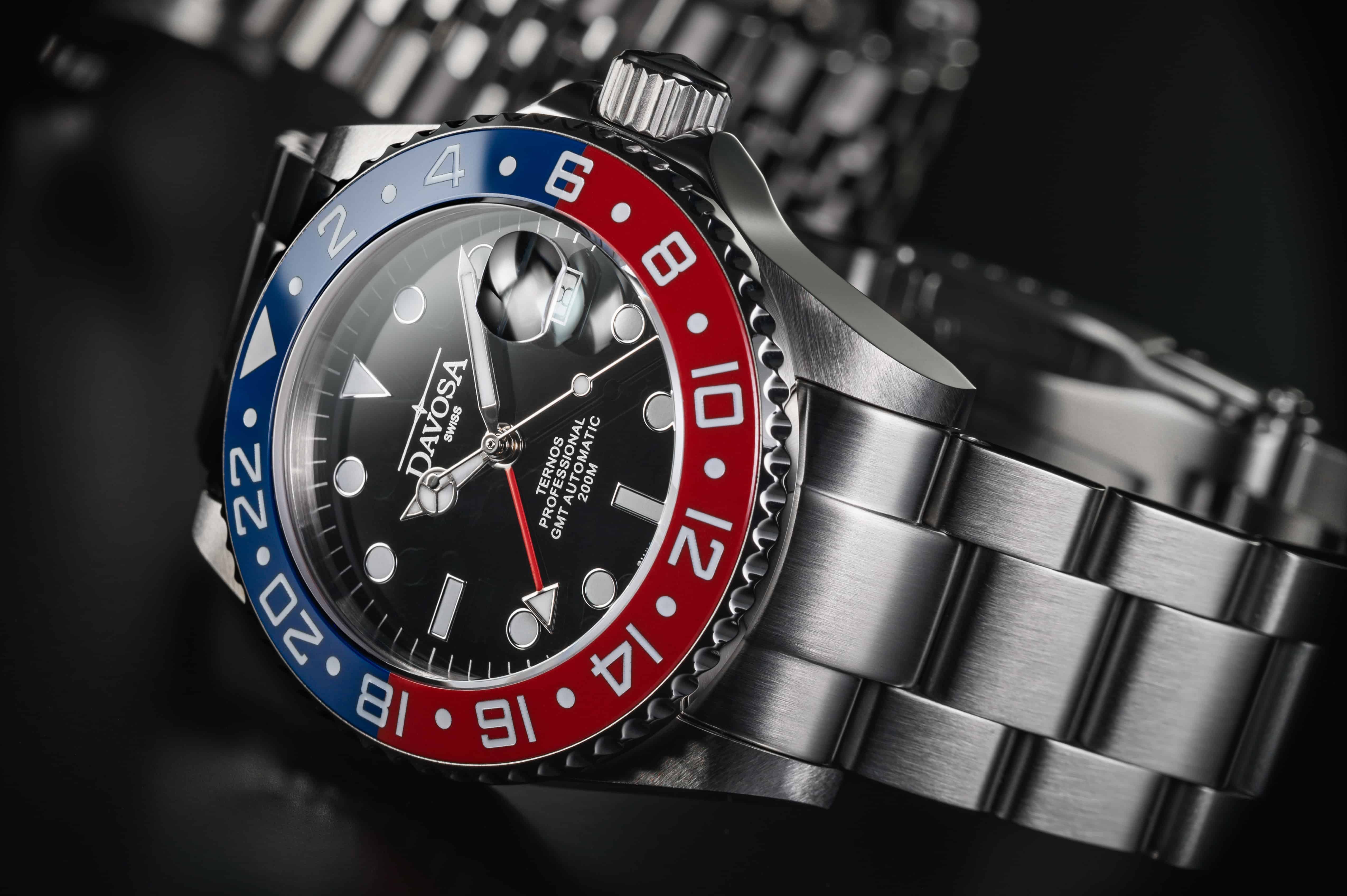Ternos Professional Automatic 200m GMT Red Blue Diving Watch 16157160 GMT Davosa USA Official Distributor. Prices are Final. Tax & duties included.
