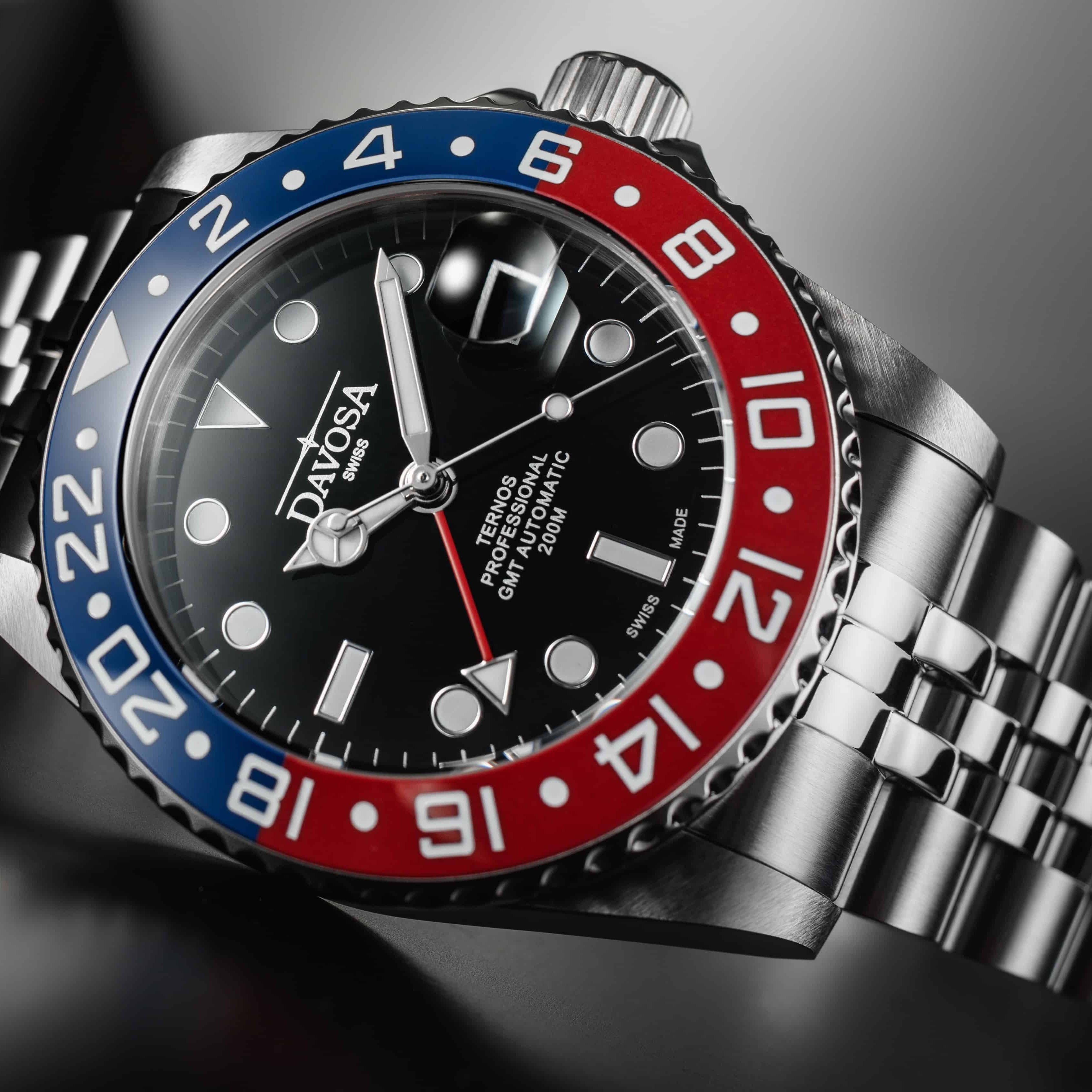 Ternos Professional Automatic 200m GMT Red Blue Diving Watch 16157106 GMT Davosa USA Official Distributor. Prices are Final. Tax & duties included.