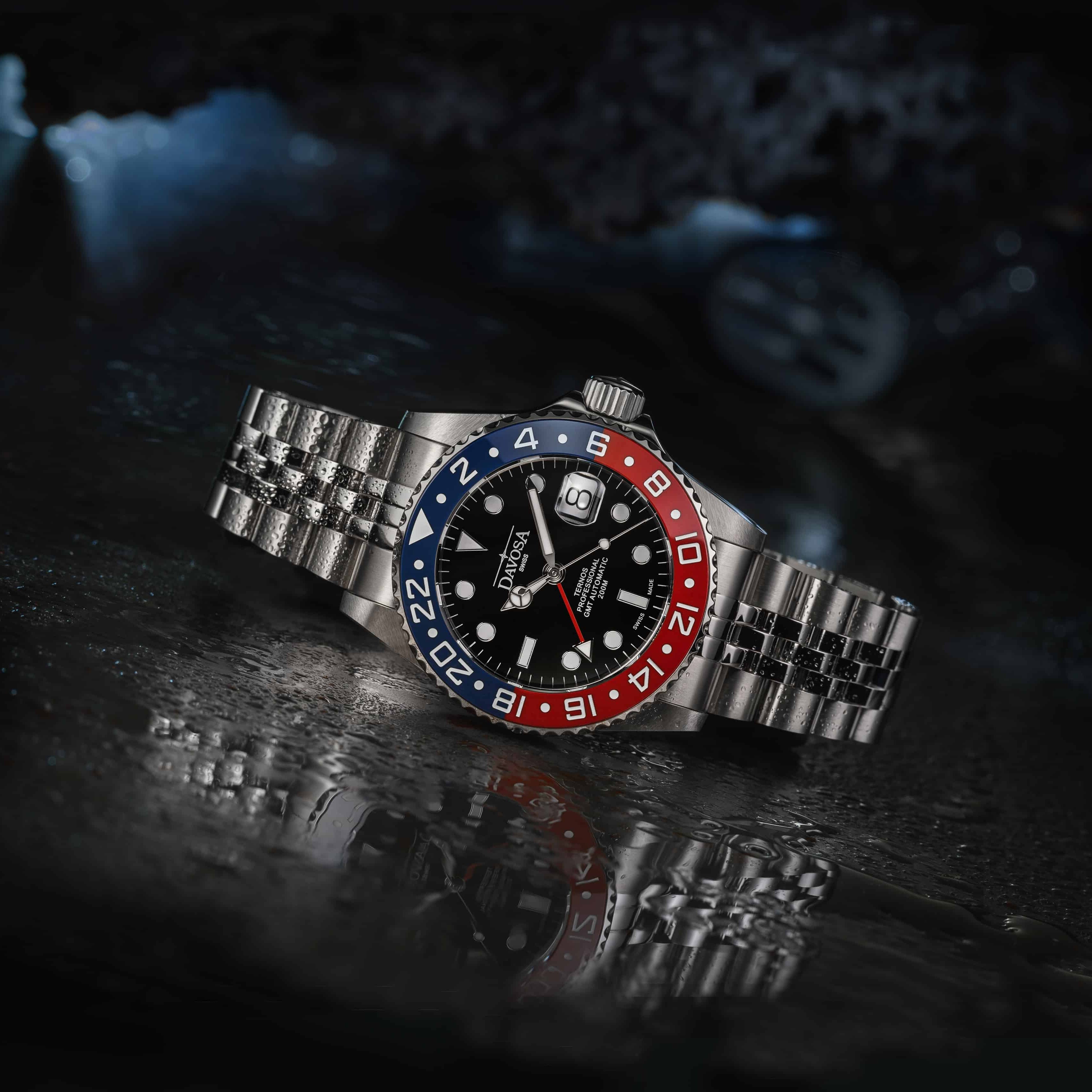 Ternos Professional Automatic 200m GMT Red Blue Diving Watch 16157106 GMT Davosa USA Official Distributor. Prices are Final. Tax & duties included.