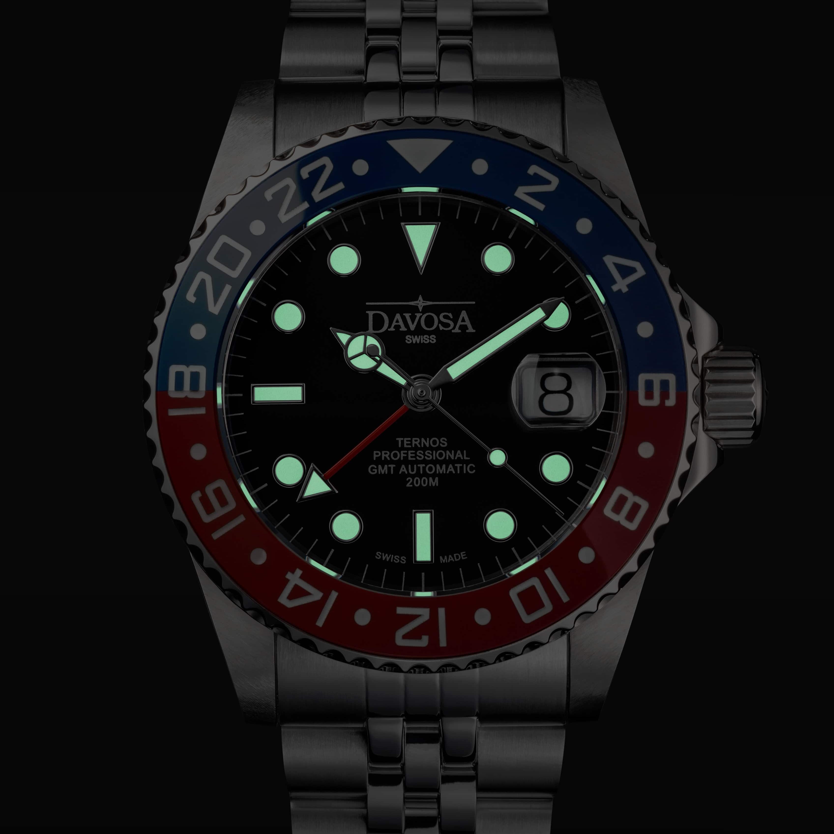 Ternos Professional Automatic 200m GMT Red Blue Diving Watch 16157106 GMT Davosa USA Official Distributor. Prices are Final. Tax & duties included.