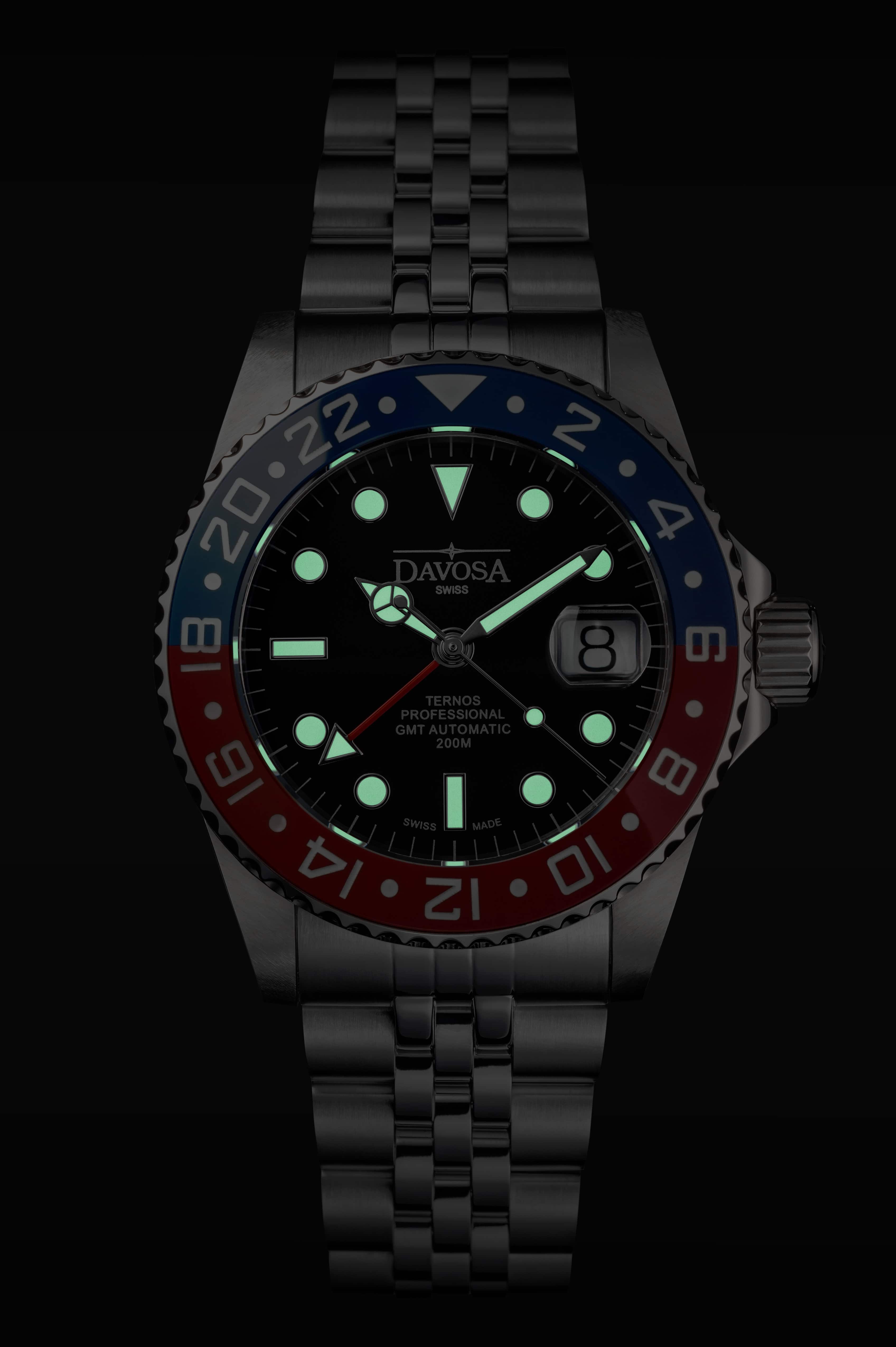 Ternos Professional Automatic 200m GMT Red Blue Diving Watch 16157106 GMT Davosa USA Official Distributor. Prices are Final. Tax & duties included.