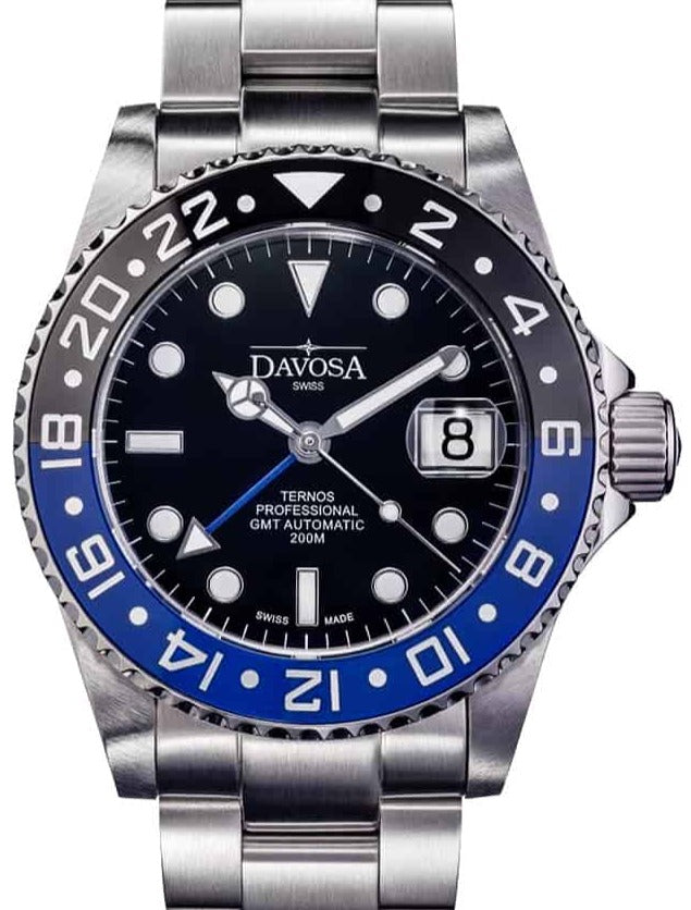 Ternos Professional Automatic 200m GMT Black Blue Diving Watch 16157145 GMT Davosa USA Official Distributor. Prices are Final. Tax & duties included.