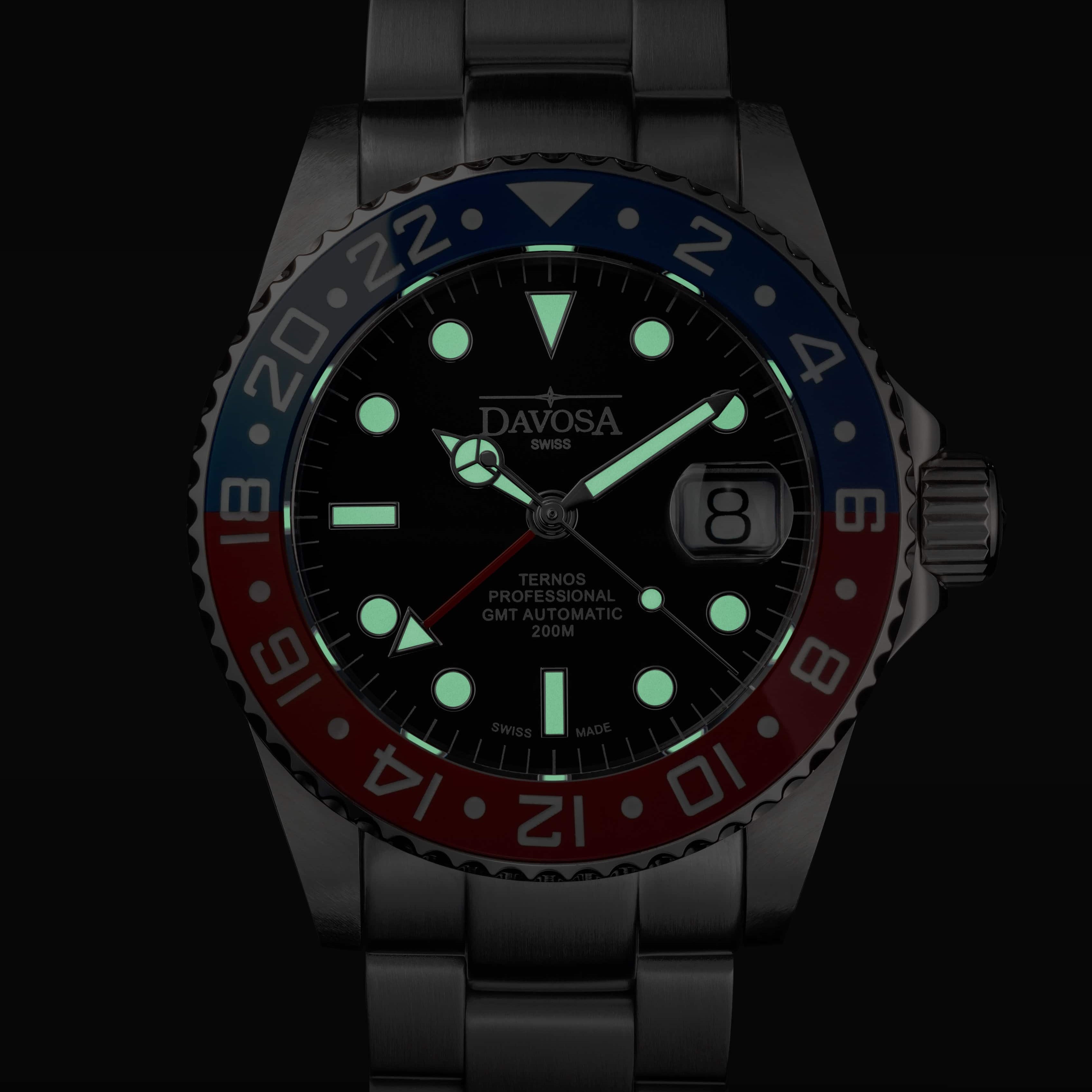 Ternos Professional Automatic 200m GMT Red Blue Diving Watch 16157160 GMT Davosa USA Official Distributor. Prices are Final. Tax & duties included.