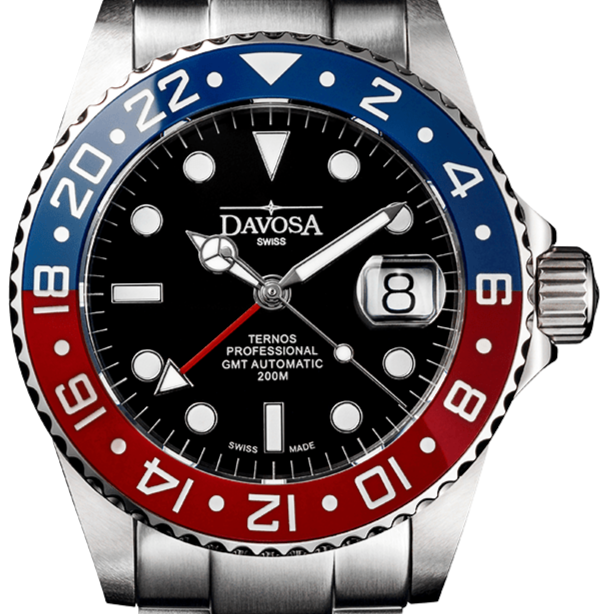Ternos Professional Automatic 200m GMT Red Blue Diving Watch 16157160 GMT Davosa USA Official Distributor. Prices are Final. Tax & duties included.