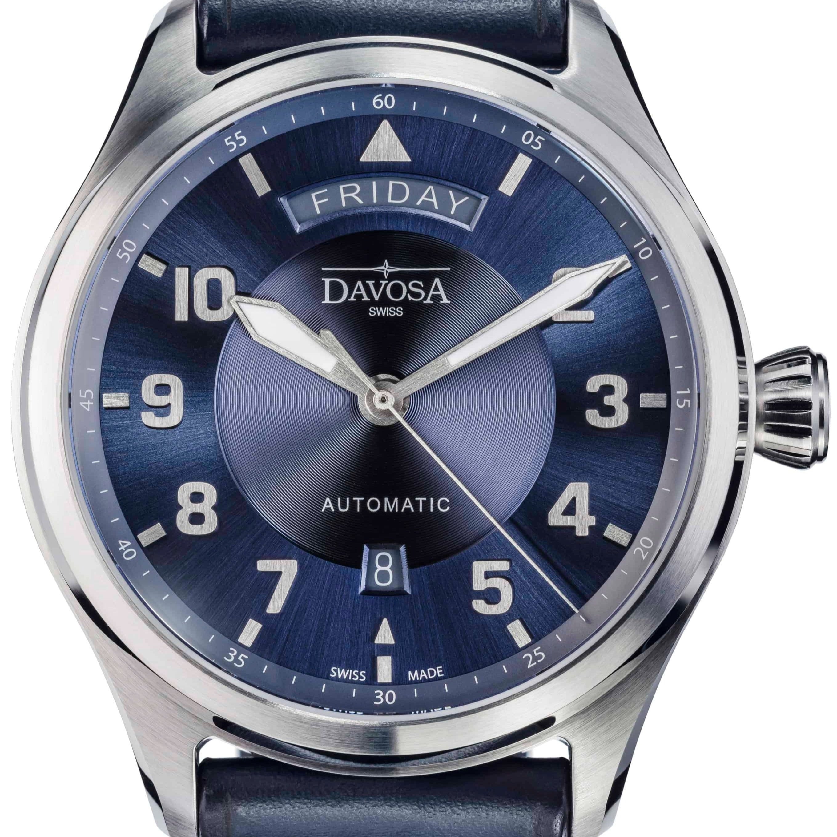 Newton Day-Date Automatic 44mm Blue Blue Pilot Watch 16158545 Pilot Davosa USA Official Distributor. Prices are Final. Tax & duties included. 44mm Blue PentaLink