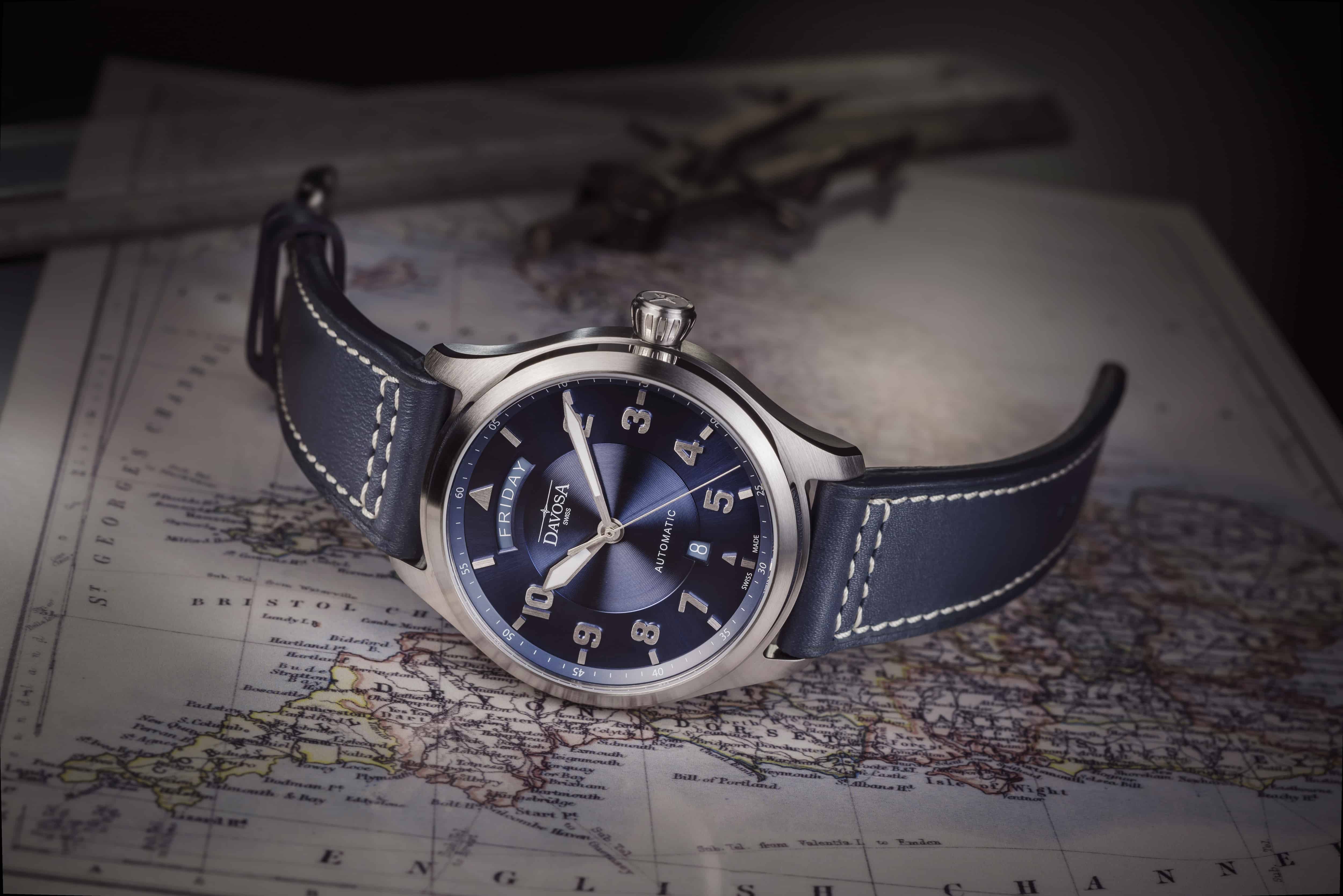 Newton Day-Date Automatic 44mm Blue Blue Pilot Watch 16158545 Pilot Davosa USA Official Distributor. Prices are Final. Tax & duties included.