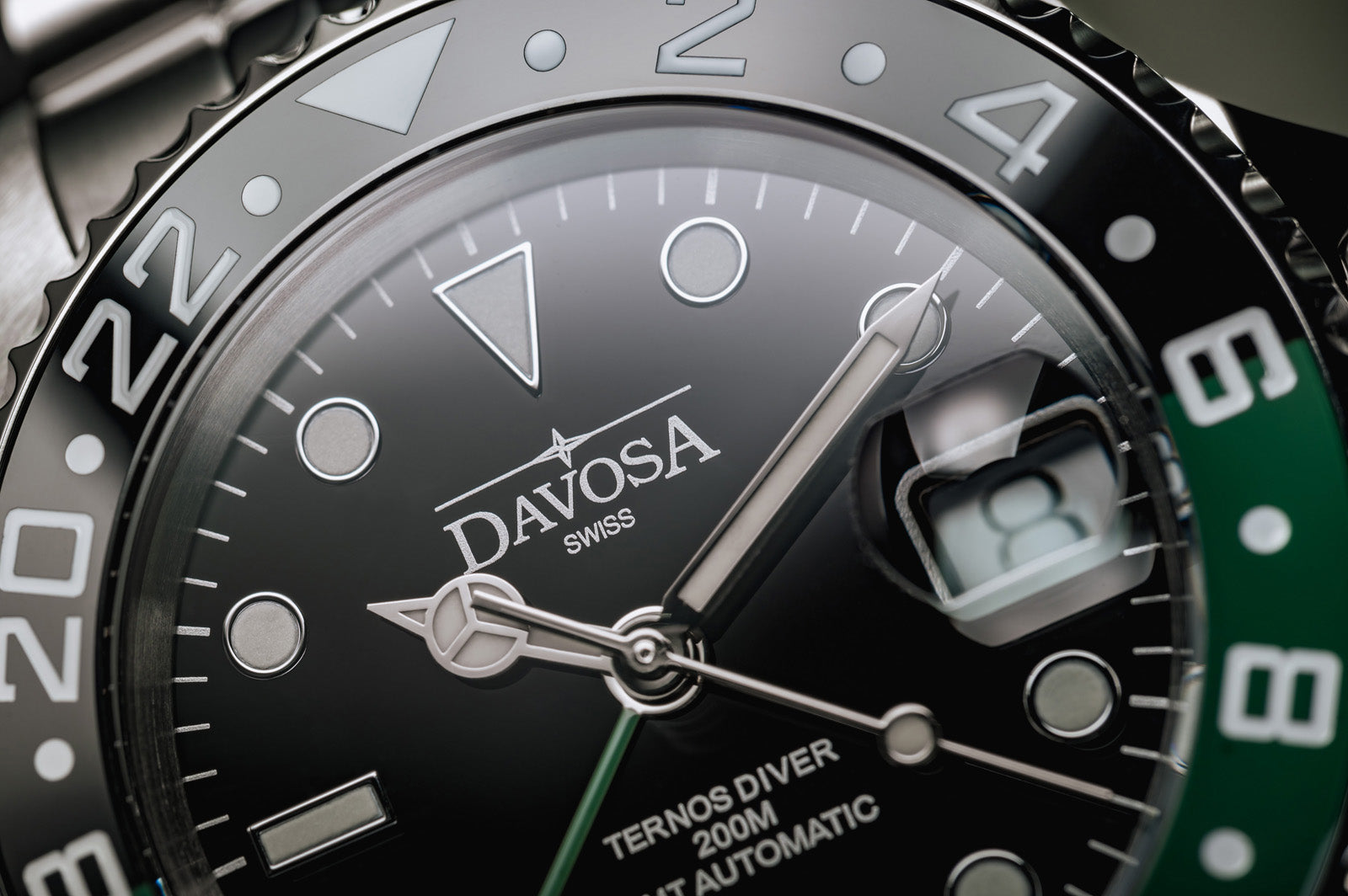 Ternos Ceramic Automatic GMT Swiss-Made Black Green Diving Watch 16159070 GMT Davosa USA Official Distributor. Prices are Final. Tax & duties included.