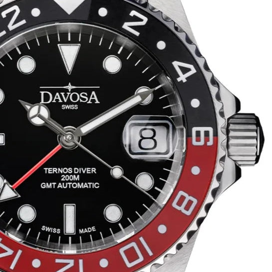 Ternos Ceramic Automatic GMT Swiss-Made Diving Watch PentaLink Bracelet GMT Davosa USA Official Distributor. Prices are Final. Tax & duties included.