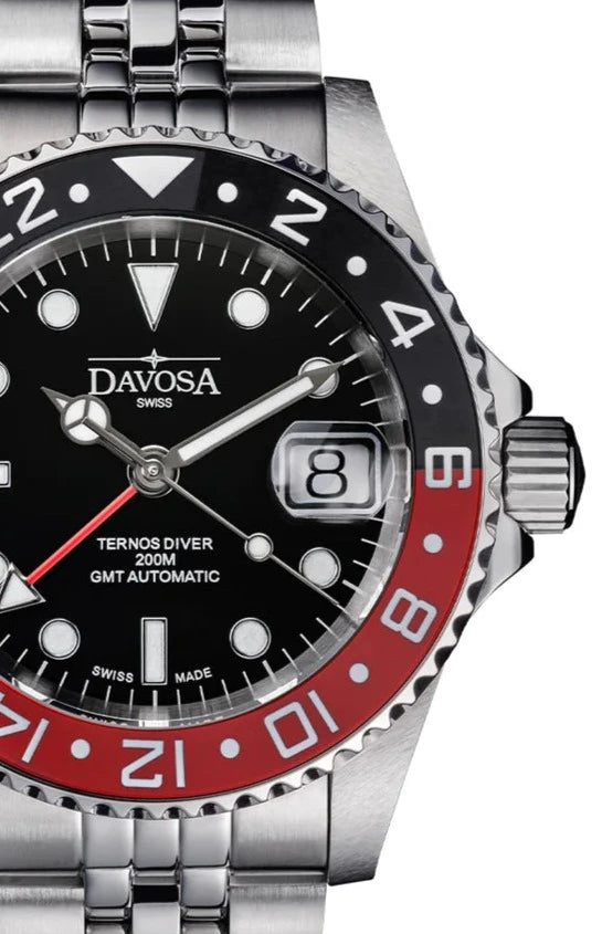 Ternos Ceramic Automatic GMT Swiss-Made Diving Watch PentaLink Bracelet GMT Davosa USA Official Distributor. Prices are Final. Tax & duties included.