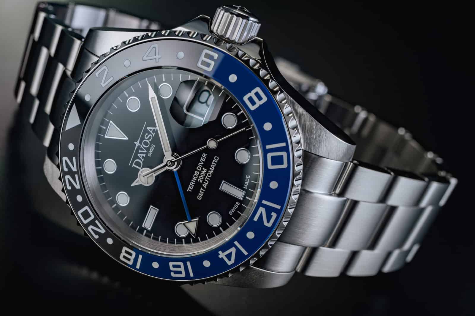 Ternos Ceramic Automatic GMT Swiss-Made Black Blue Diving Watch 16159040 GMT Davosa USA Official Distributor. Prices are Final. Tax & duties included.