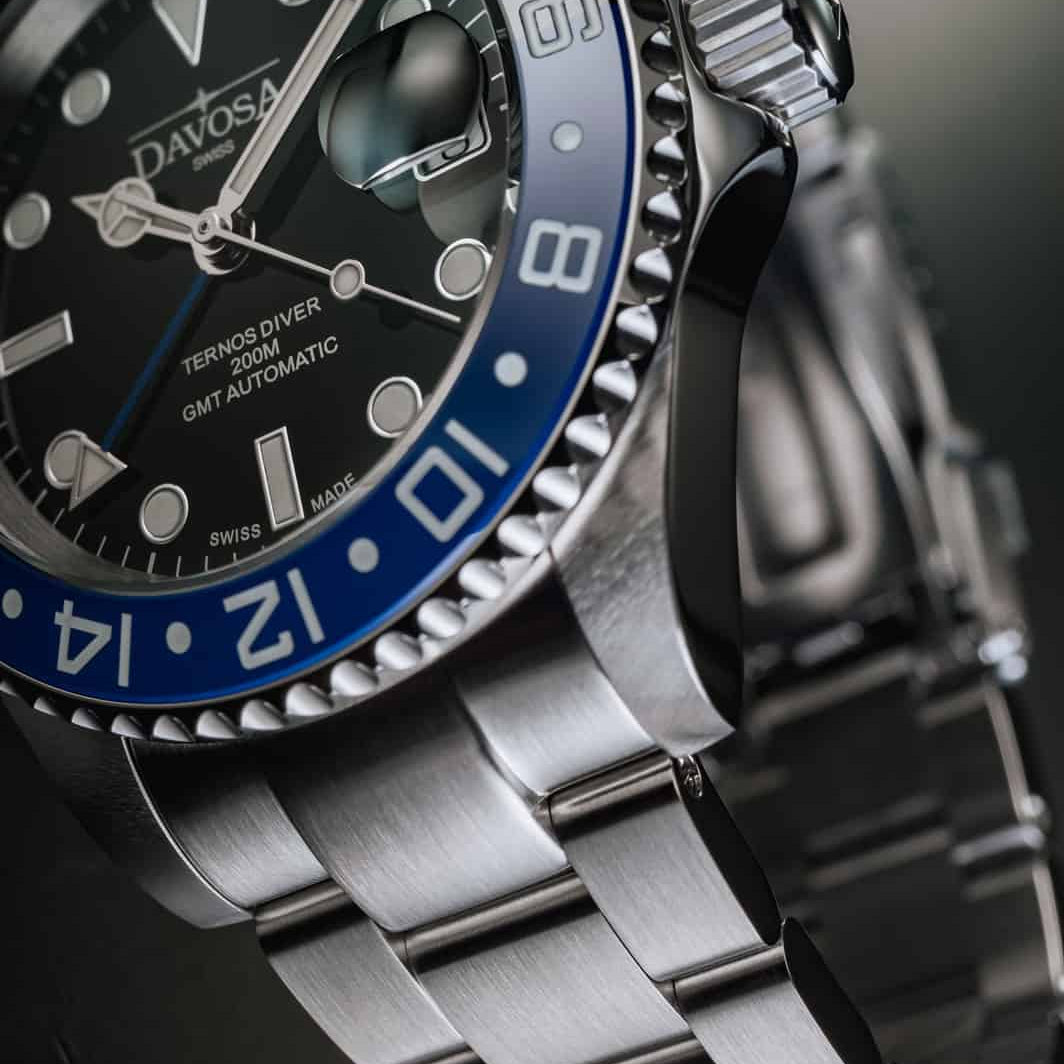 Ternos Ceramic Automatic GMT Swiss-Made Black Blue Diving Watch 16159040 GMT Davosa USA Official Distributor. Prices are Final. Tax & duties included.