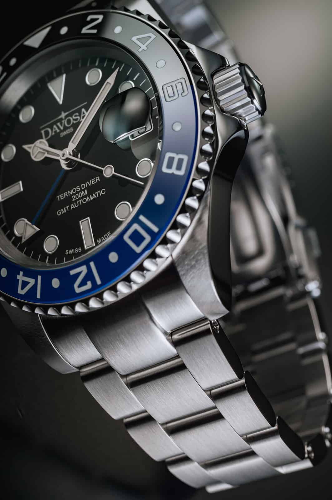 Ternos Ceramic Automatic GMT Swiss-Made Black Blue Diving Watch 16159040 GMT Davosa USA Official Distributor. Prices are Final. Tax & duties included.