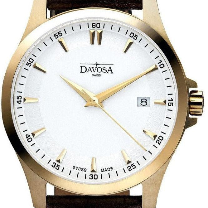 Classic Quartz Swiss-Made White Gold Executive Watch 16246715 Classic Davosa USA Official Distributor. Prices are Final. Tax & duties included. 39mm White Leather