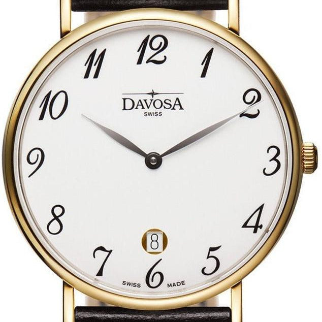 Pianos II Quartz PVD White Gold Executive Watch 16248626 Executive Davosa USA Official Distributor. Prices are Final. Tax & duties included. 38mm White Leather