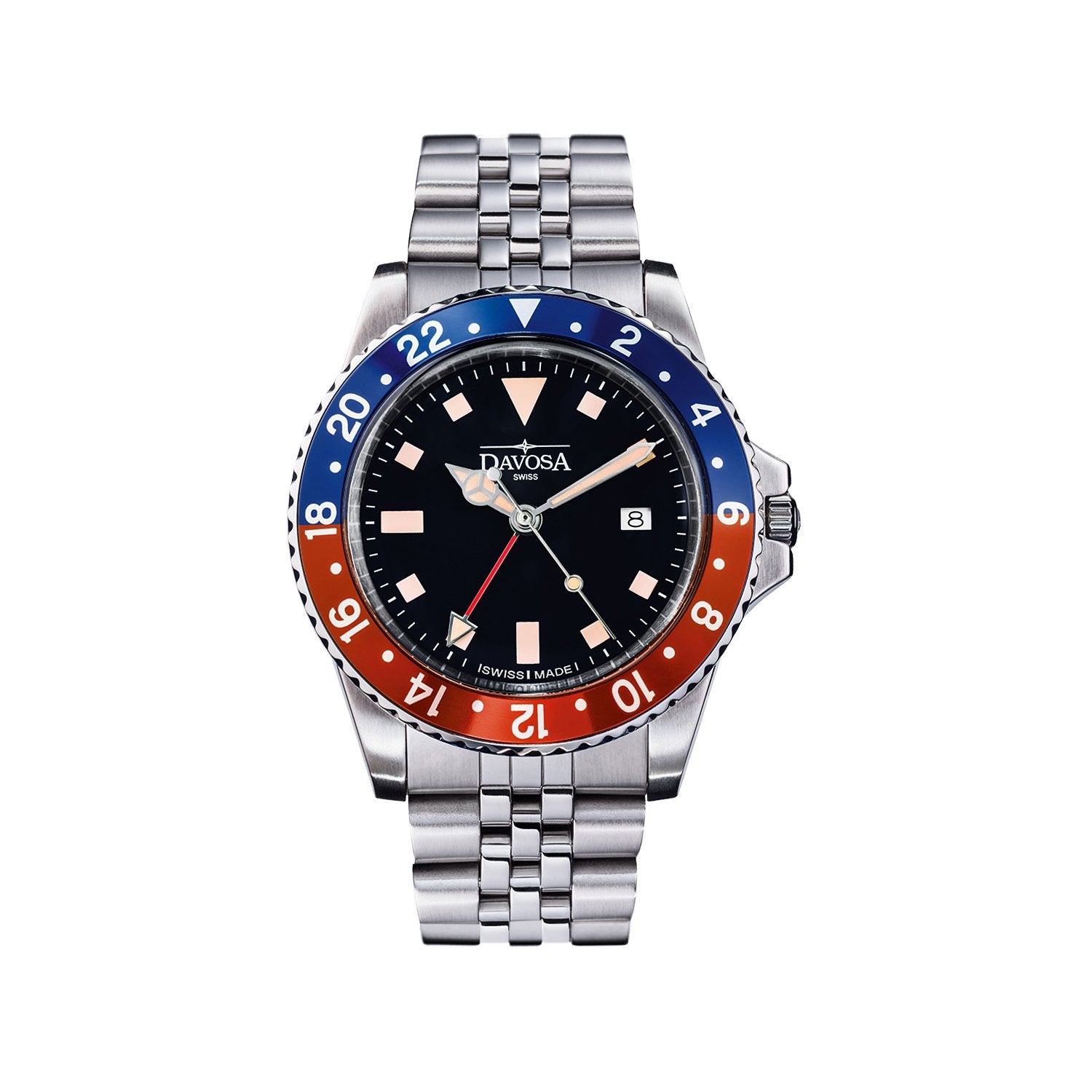 Vintage Quartz 100m Red Blue Unisex Diver Watch 16350090 GMT Davosa USA Official Distributor. Prices are Final. Tax & duties included.