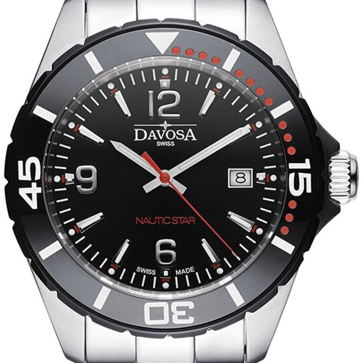 Nautic Star Quartz Swiss-Made 100m Black Red Diver Watch 16347265 Diver Davosa USA Official Distributor. Prices are Final. Tax & duties included. 43.5mm Black-Red TriaLink