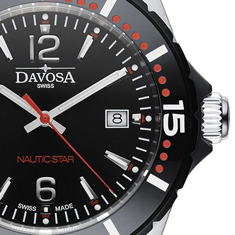 Nautic Star Quartz Swiss-Made 100m Black Red Diver Watch 16347265 Diver Davosa USA Official Distributor. Prices are Final. Tax & duties included.